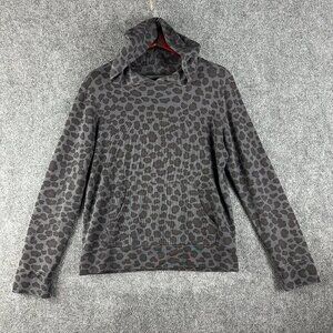 Monrow Hoodie Womens Small Gray Black Animal Print Pullover Kangaroo Pocket